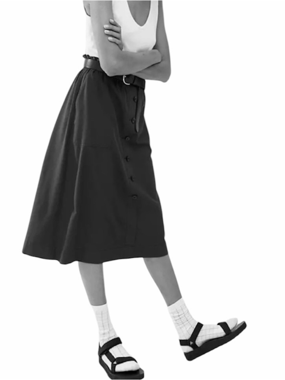 Madewell Linen Paperbag Button Front Midi Skirt